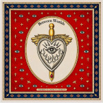 Between Worlds -Eye Side- Blue & Red Satin Scarf